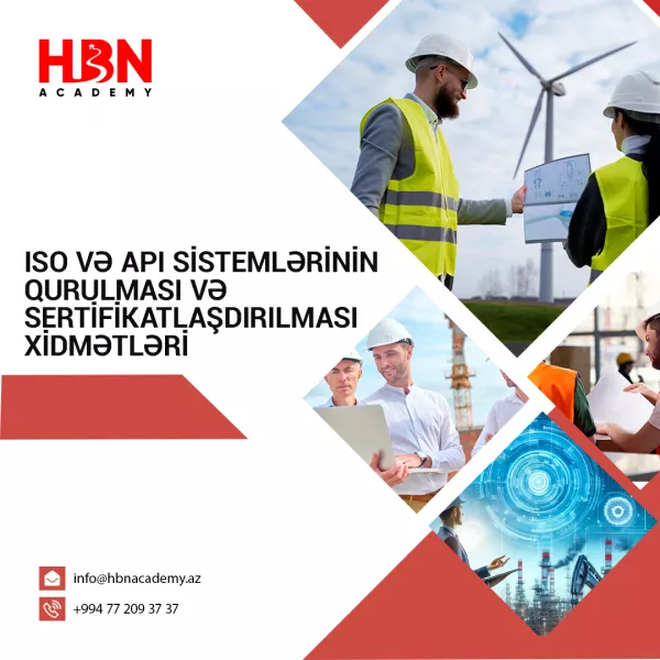 HBN Academy olaraq sizə müxtəlif soft skill təlimləri və ISO və API sistemlərinin qurulması ilə sertifikatlaşdırılması xidmətlərini təklif edirik.